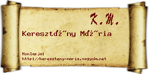 Keresztény Mária névjegykártya